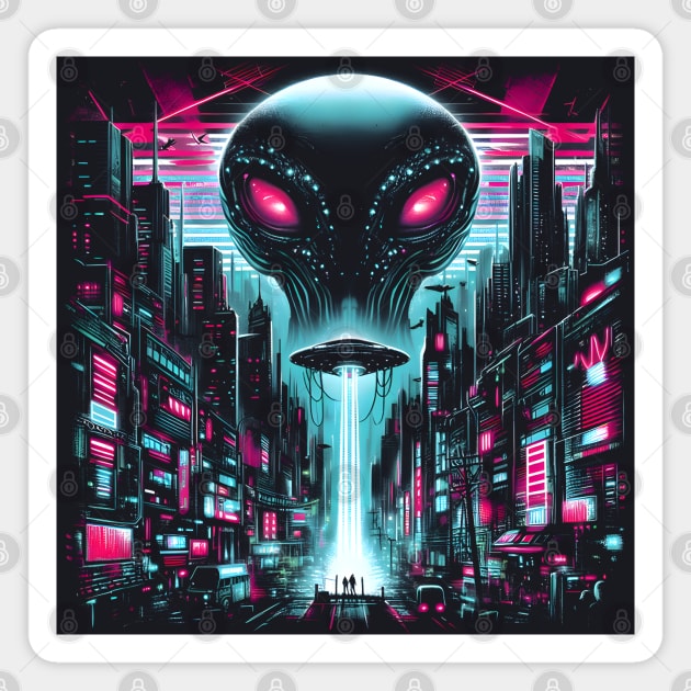 Neon Overlord: The City’s Silent Watcher Magnet by MakerMind8.2